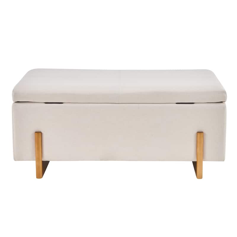 Christopher Knight Home -Luno 39.76" Modern Upholstered Hidden Storage Bench with Lift-Top Lid & Solid Wood Legs