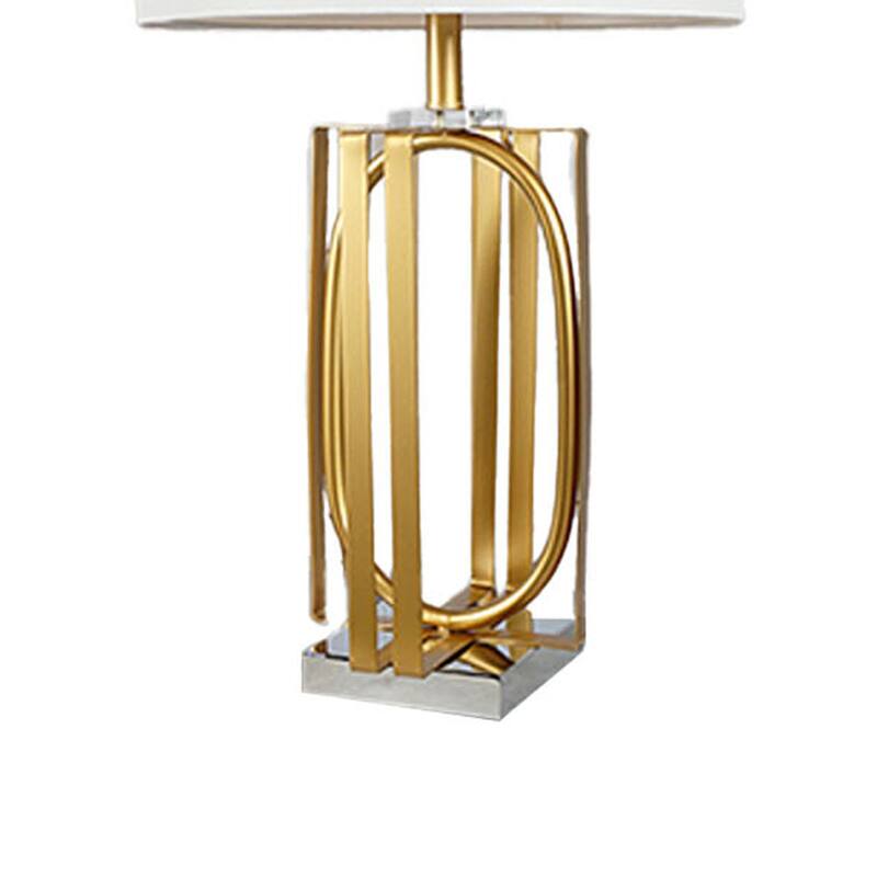 Limy 2pc Table Lamp Set, White Shade, Gold and Chrome Base, 29 Inch