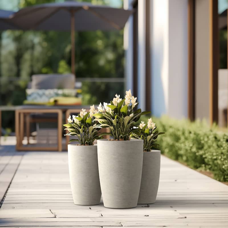 Tall Concrete Round Plant Pots / Large Indoor and Outdoor flower Planters