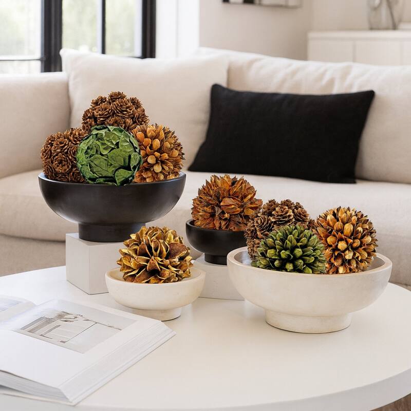 Handmade Preserved Topiary Balls, Set of 9 Decorative Floral Orbs - 4 inch - 4 inch