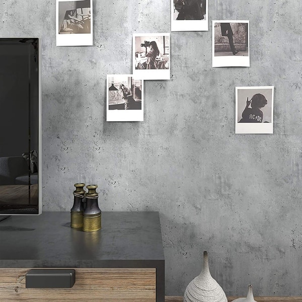 Light Grey Concrete Wall Peel and Stick Wallpaper, 24