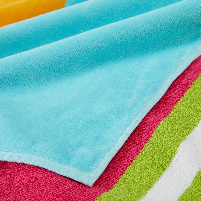 Luxurious Cotton Vibrant Colored Striped Beach Towel