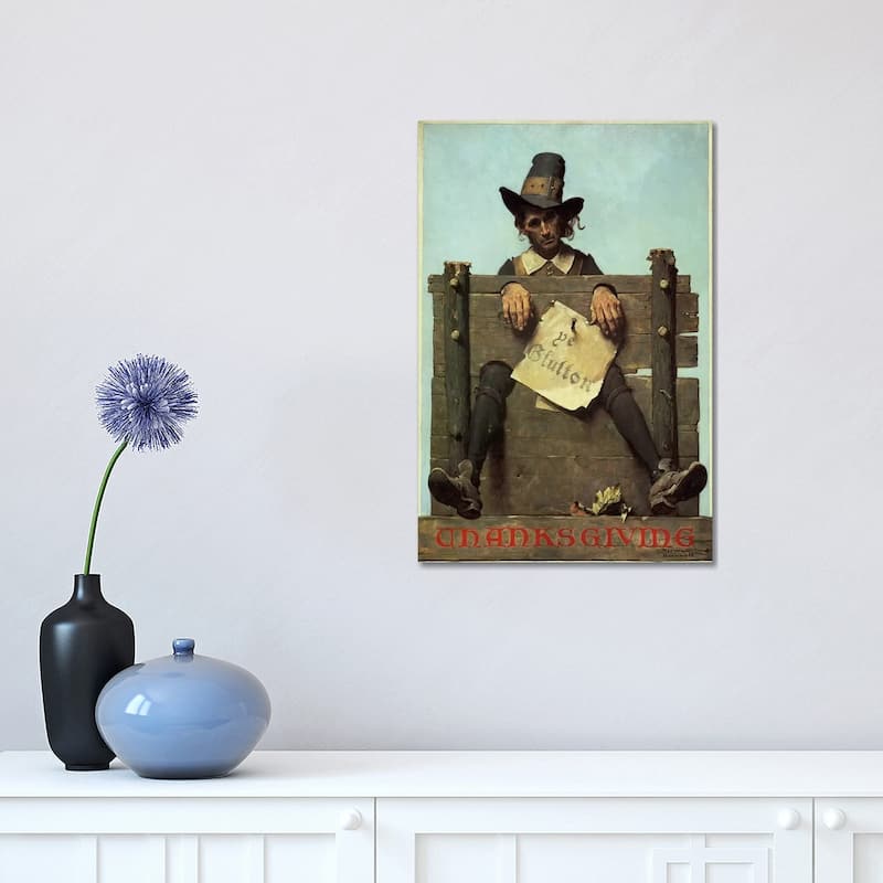 iCanvas "Thanksgiving-Ye Glutton" by Norman Rockwell Canvas Print - 18x12x1.5