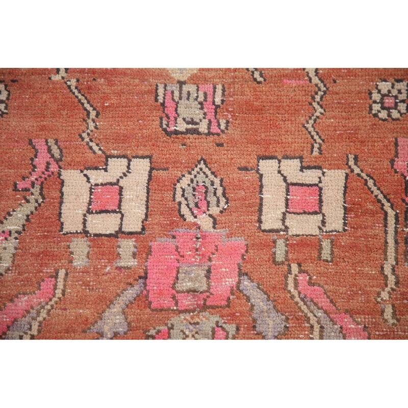 Hand Knotted Oriental 100% Wool Carpet Traditional All-Over Oranges & Rust Tabriz Runner Rug - 9' 7'' X 4' 2''