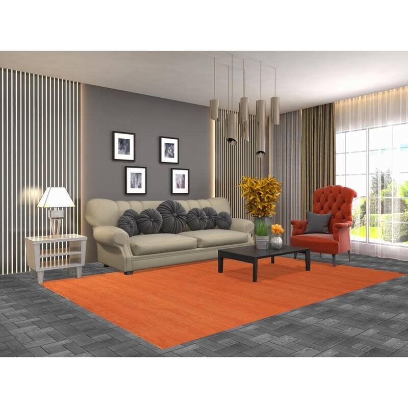 Gabbeh Oriental Area Rug Hand-Knotted Orange Wool Carpet - 6'5" x 9'6"