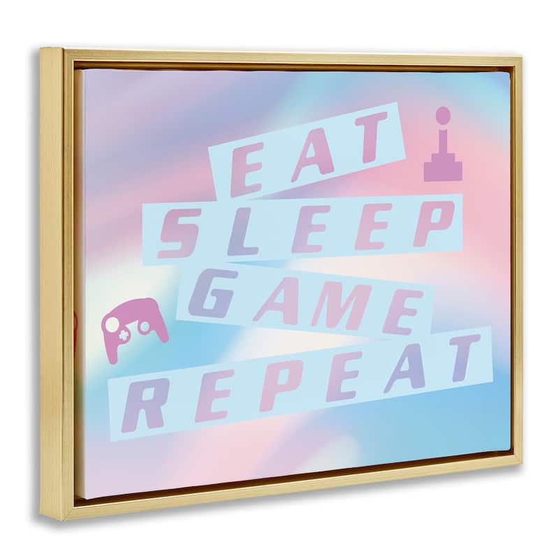 Stupell Pastel Eat Sleep Game Framed Floater Canvas Wall Art Design By Yass Naffas Designs