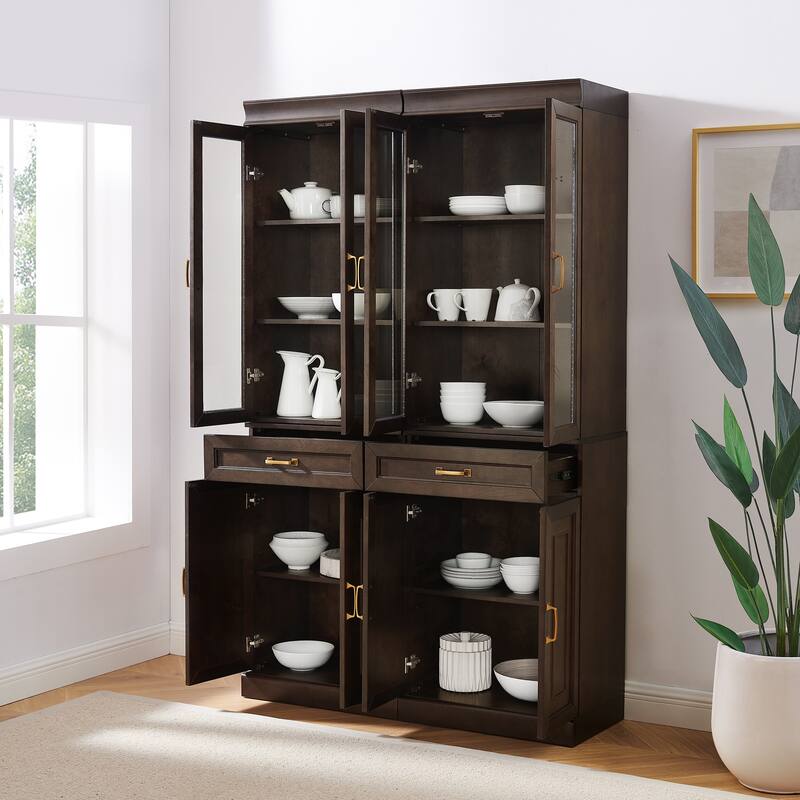 Crosley Stanton 2Pc Glass Door Kitchen Storage Pantry Cabinet Set