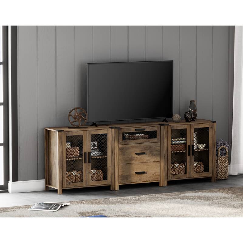 WAMPAT TV Stand set with Drawers for ups to 85 inch TV,Storage Cabinets with Adjustable Shelf - 1 Pack