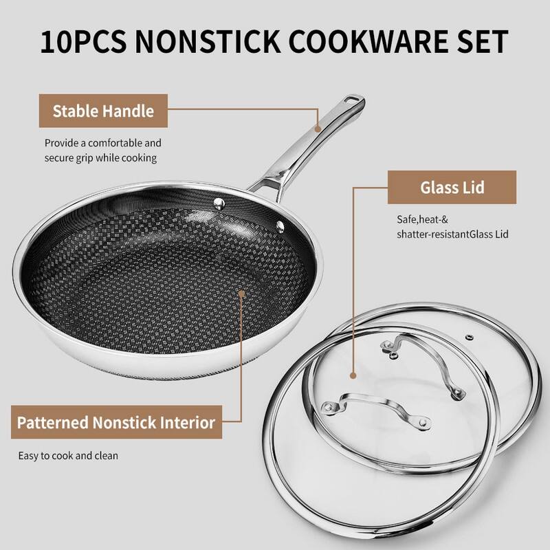 Non-Stick Cookware Set Stainless Steel Pots And Pans Set With Lids