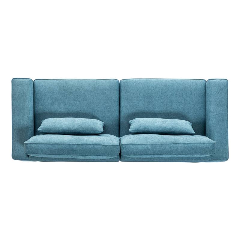 79.5" Blue Modern Fabric Sofa with Solid Wood+MDF Frame for Living Spaces