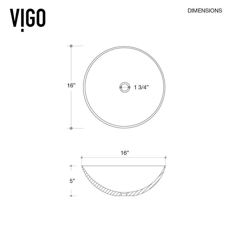 VIGO Lotus 16"L x 16"W MatteStone Vessel Sink and Cass Wall Mount Faucet Set