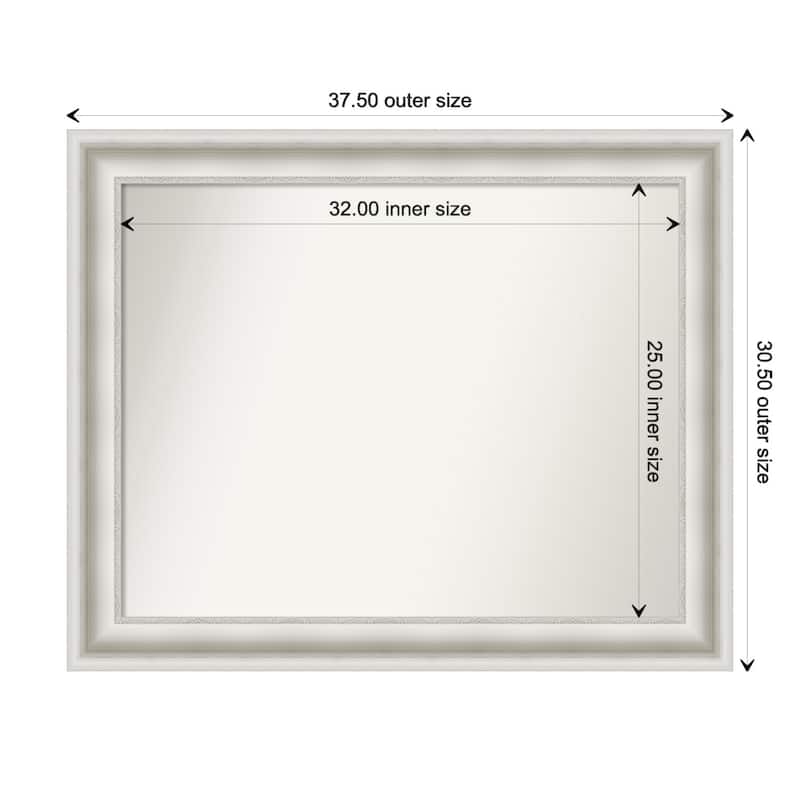 Parlor White Framed Non-Beveled Custom Wall Mirror, Bathroom Vanity Mirror - Outer Size: 37.5 x 30.5