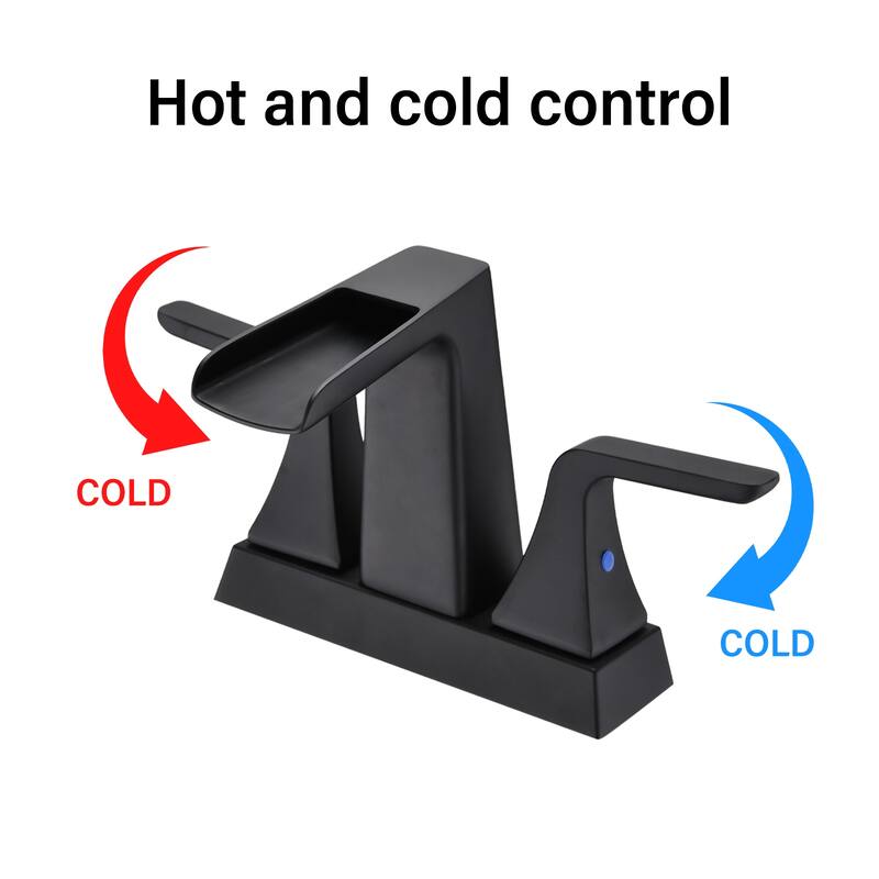 2 Handle Bathroom Sink Faucet with Waterfall Spout and Ceramic Drip Proof Cartridge, Adjust Water Volume and Temperature