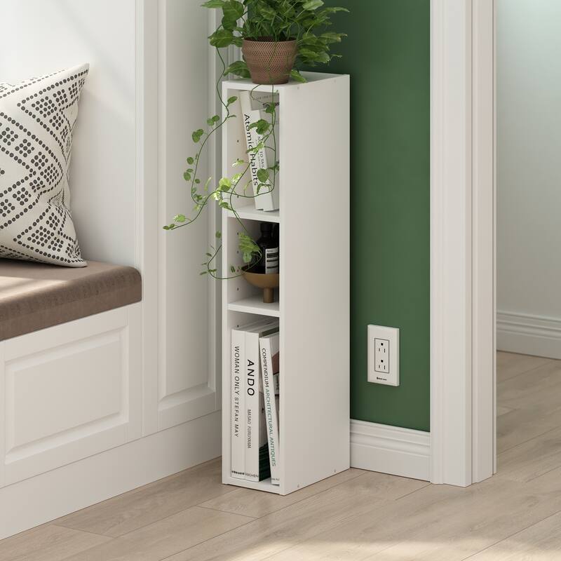 Furinno Fulda 3-Tier Space Saving Storage Shelf Bookcase, 6-Inch Width