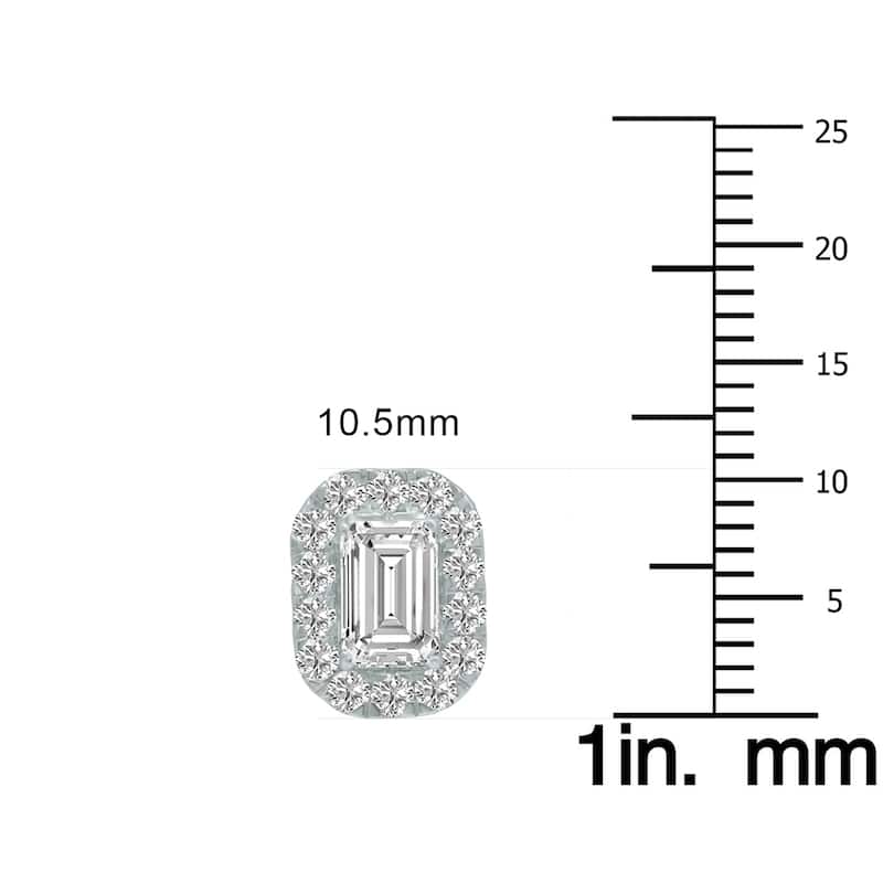 Marquee 2 Carat TW Emerald Cut Lab Grown Diamond Halo Earrings in 14K White Gold