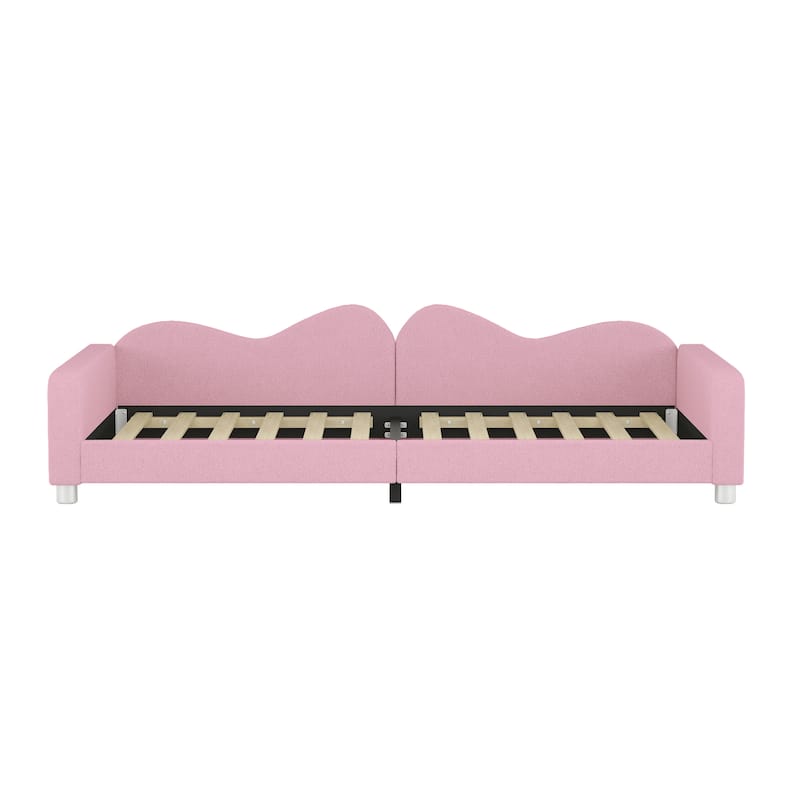 Sherpa Fabric Upholstered Daybed with Cloud-Shaped Backrest
