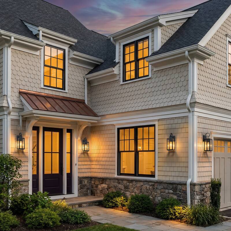 C Cattleya 2-Pack Matte Black Outdoor Wall Lights with Closed Bottom and Clear Glass Shade