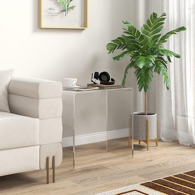 HOMCOM Acrylic Side Table, Modern Waterfall End Table with Rounded Edges for Small Spaces, 21" x 12" x 21", Clear