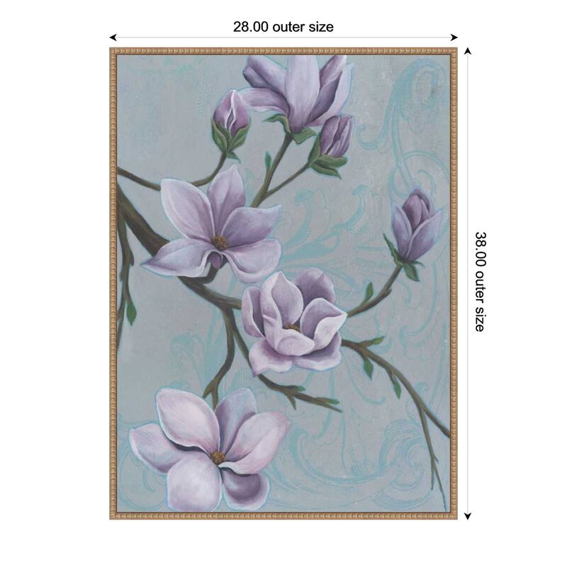 Branches of Magnolia No. 2 by Grace Popp Framed Canvas Wall Art Print - Natural
