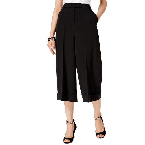 anne klein new black womens size 10 culottes textured dress pants size 10 women