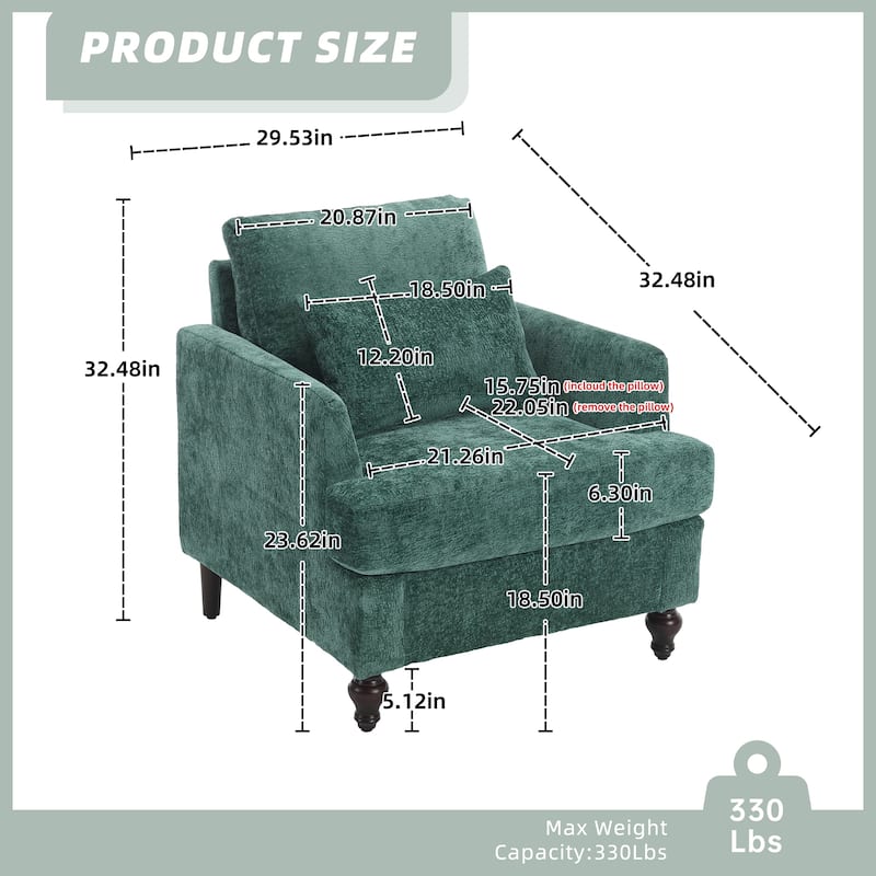 HOMEFUN Wood Frame Armchair, Modern Accent Chair Lounge Chair for Living Room
