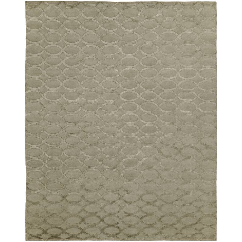 Modern Grey Hand-Knotted Wool & Viscose Area Rug - 3' x 5' - Grey