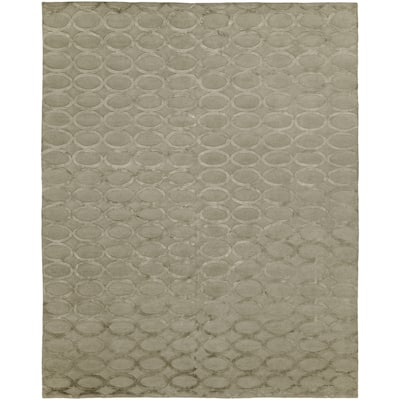 Modern Grey Hand-Knotted Wool & Viscose Area Rug