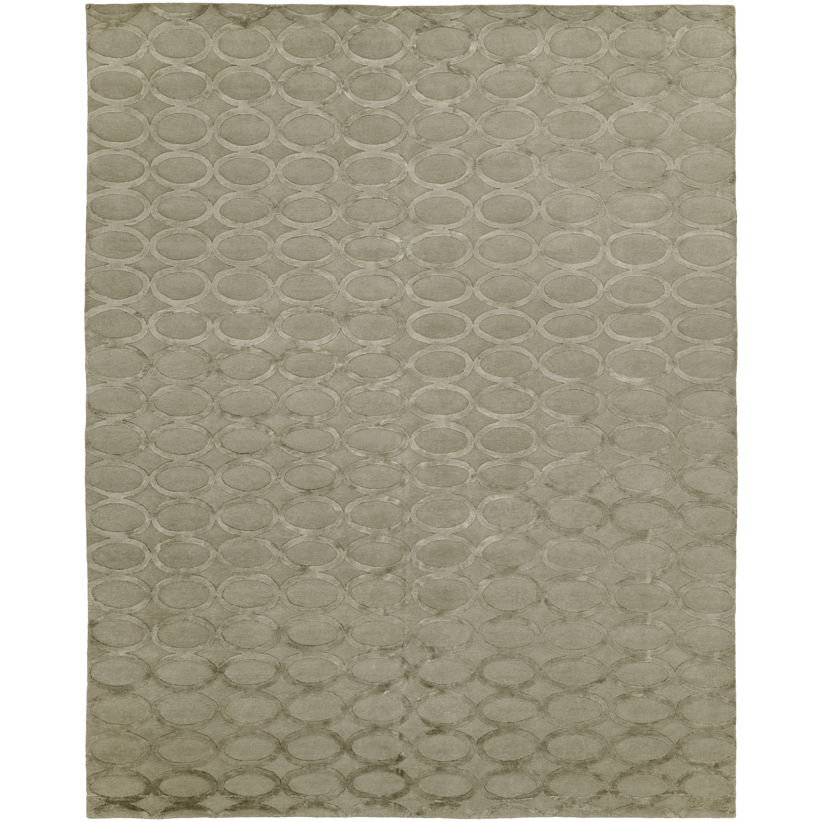 KALATY Modern Grey Hand-Knotted Wool & Viscose Area Rug
