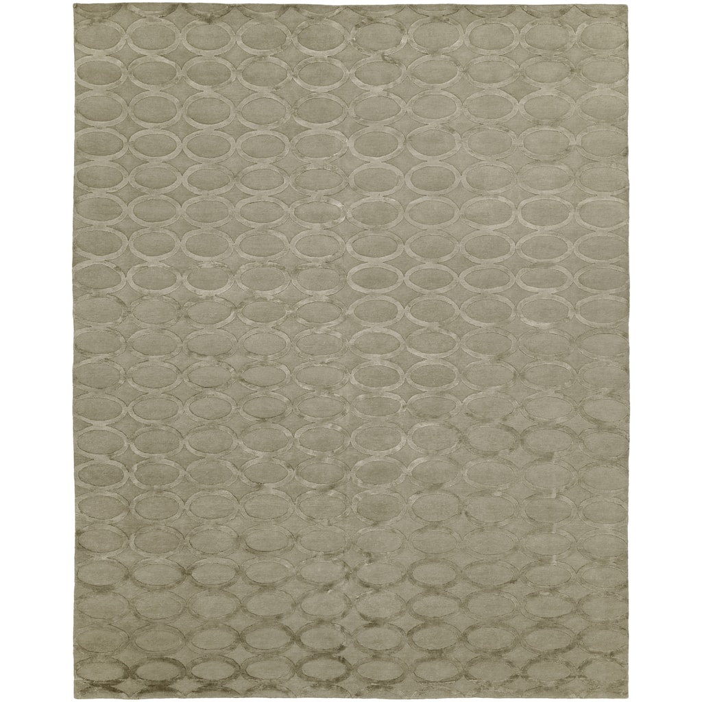 Modern Grey Hand-Knotted Wool & Viscose Area Rug