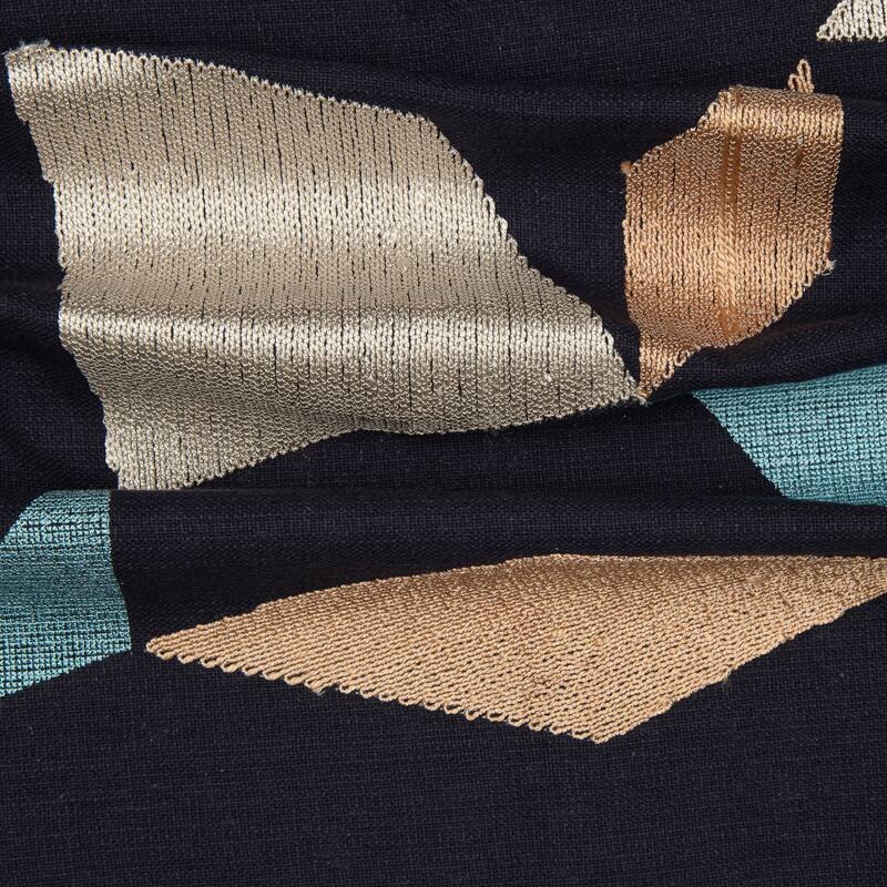 Embroidered Geometric Abstract Square Throw Pillow - 20" - Denim Blue and Beige