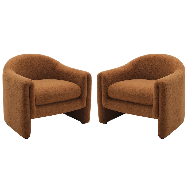 2 Set Modern Upholstered Barrel Accent Chair