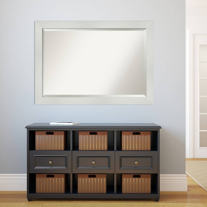 Beveled Bathroom Wall Mirror - Mosaic White Frame