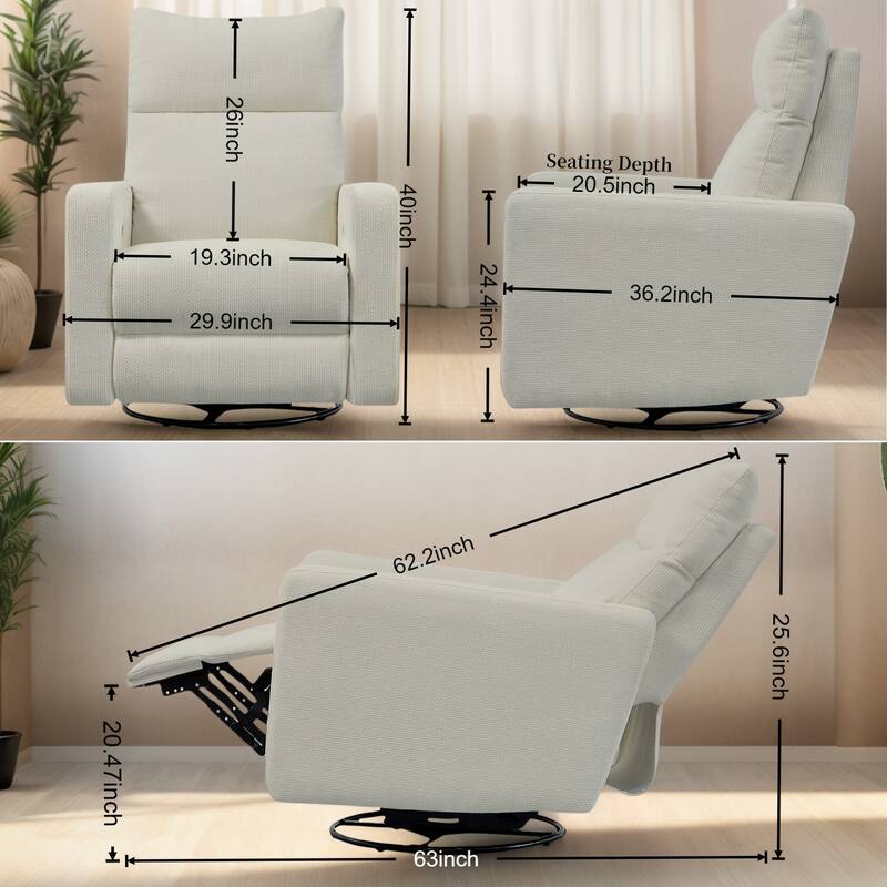 Olmas 33.5"W Power Swivel Glider Recliner with USB Charger Set Of 2