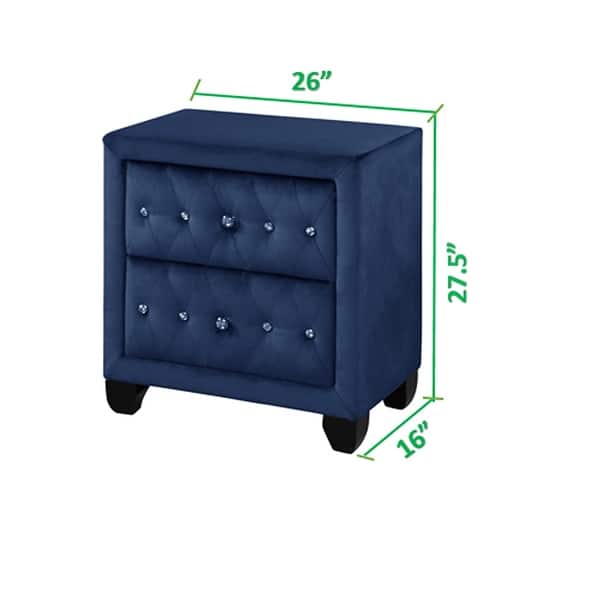 dimension image slide 2 of 7, Sophia Crystal Tufted 4PC/5PC Bedroom Set Made with Wood