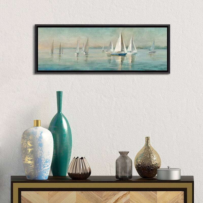 iCanvas "Sailboats at Sunrise" by Danhui Nai Framed