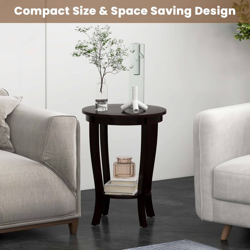 Costway 2-Tier End Table 18'' Round Compact Sofa Side Nightstand with - See Details