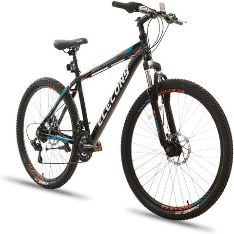 Elecony 26 inch Aluminum Mountain Bike, 21 Speed Mountain Bicycle Dual Disc Brakes for Adult Mens Womens, Multiple Colors