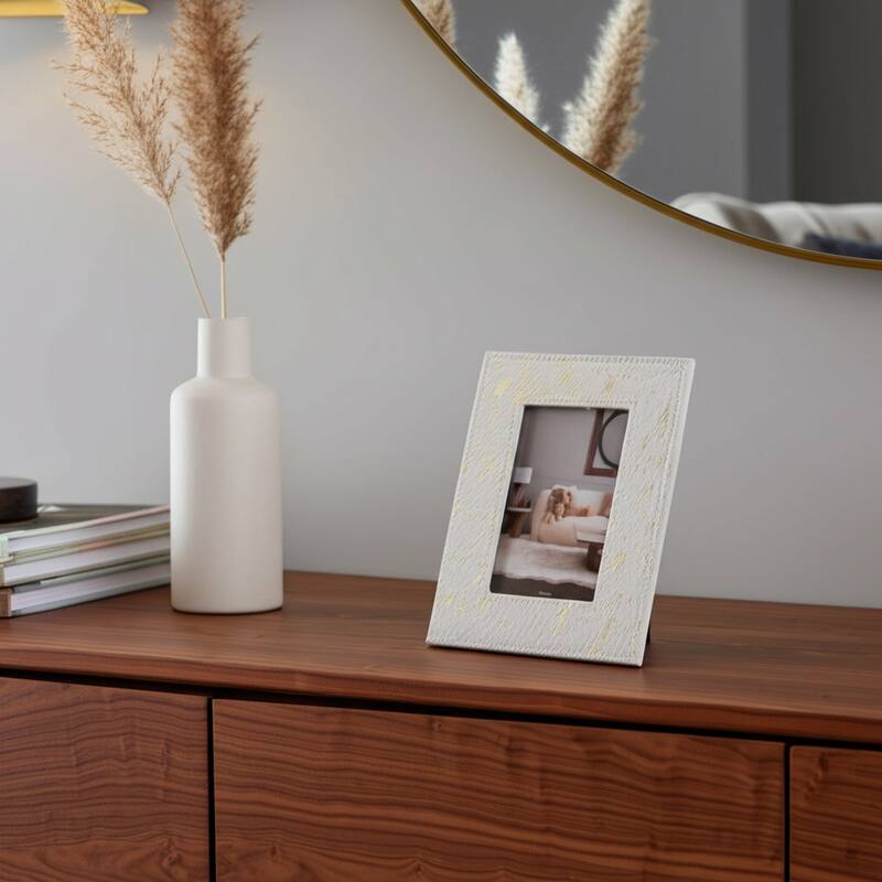 Leather Picture Frame Modern Speckled Glam Decorative Accent