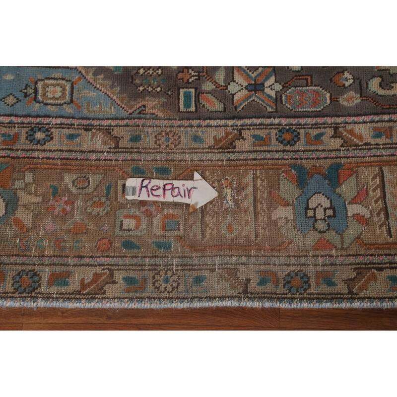 Gray Over-Dyed Tabriz Persian Vintage Rug Hand-Knotted Wool Carpet - 6'7"x 9'6"