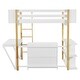 preview thumbnail 4 of 18, White Full Size Solid Wood Loft Bed With Built-in Storage Cabinet and Cubes, Foldable desk