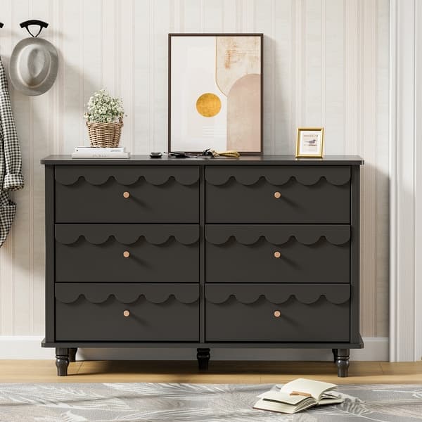 black curved dresser Brooke Curved 6-Drawer Oak Dresser main image 0