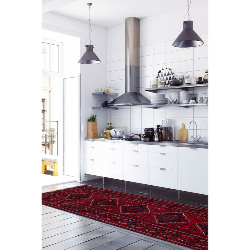 ECARPETGALLERY Hand-knotted Finest Khal Mohammadi Red Wool Rug - 2'9 x 10'0