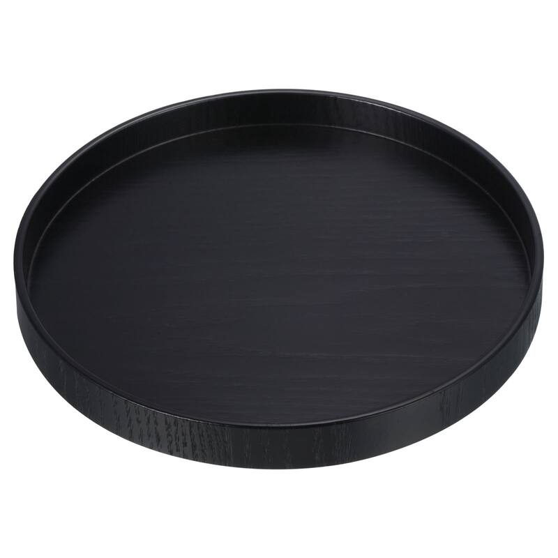 Wood Serving Tray Round Decorative Platter Home Kitchen Table, Black
