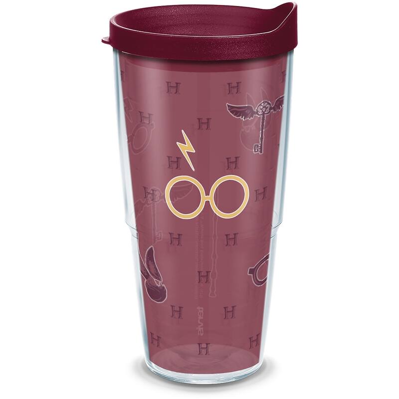 Tervis Harry Potter - Maroon and Gold Glasses Made in USA Double Walled Insulated Travel Tumbler, Classic - 24oz