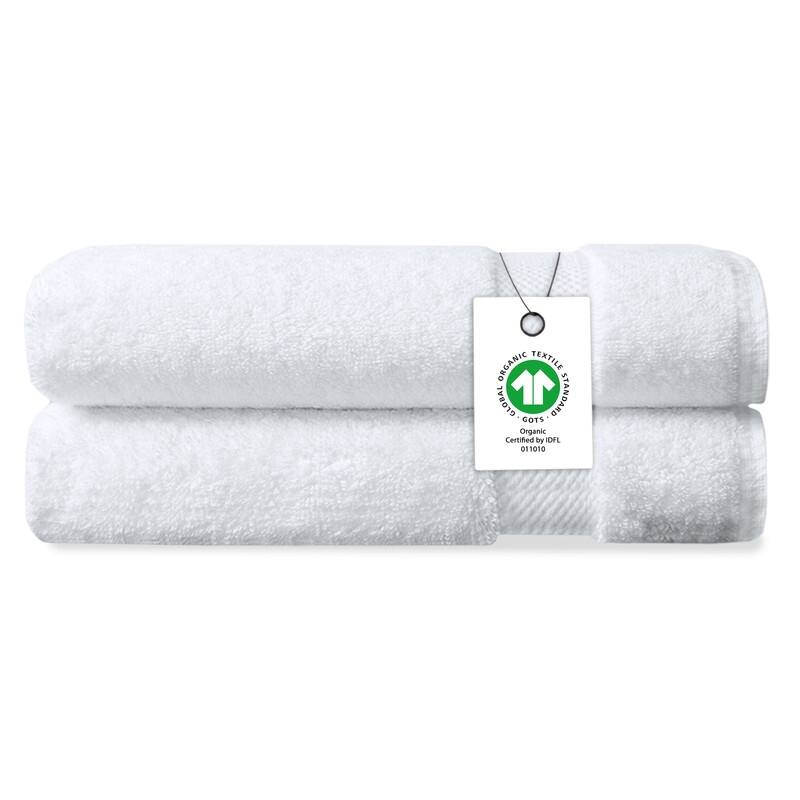 Delara Organic Cotton Luxuriously Plush Hand Towel Pack of 2 | GOTS & OEKO-TEX Certified | 650 GSM Long Staple - White