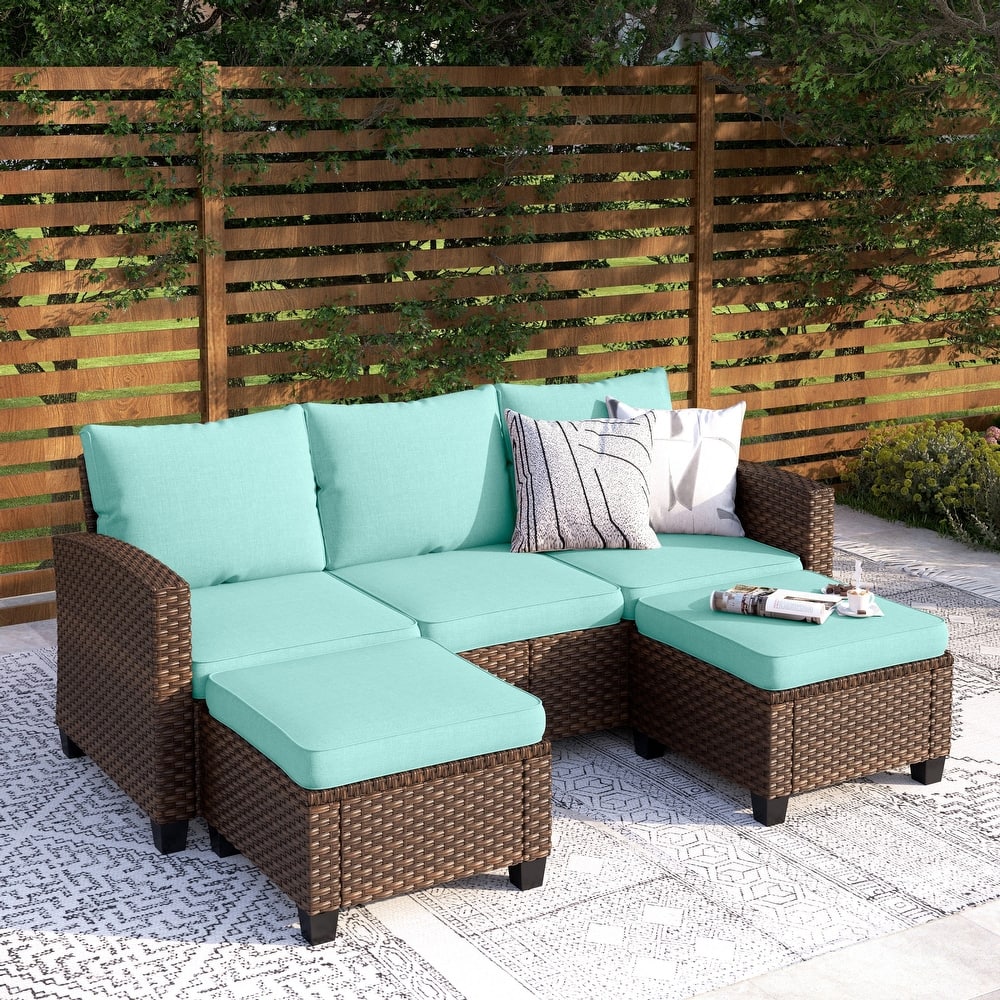 5/9-Seat Patio Furniture Wicker Rattan Outdoor Deep Seating Sectional Sofa Large Conversation Set