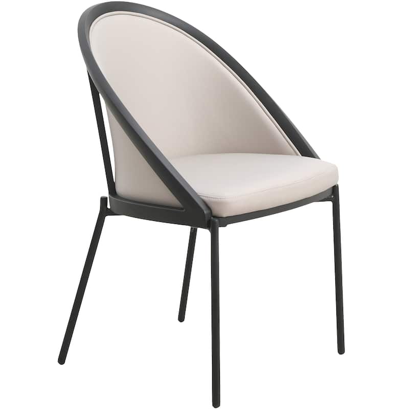 Urbane Upholstered Faux Leather Dining Chair with Powder Coated Steel Legs by LeisureMod - Light Grey