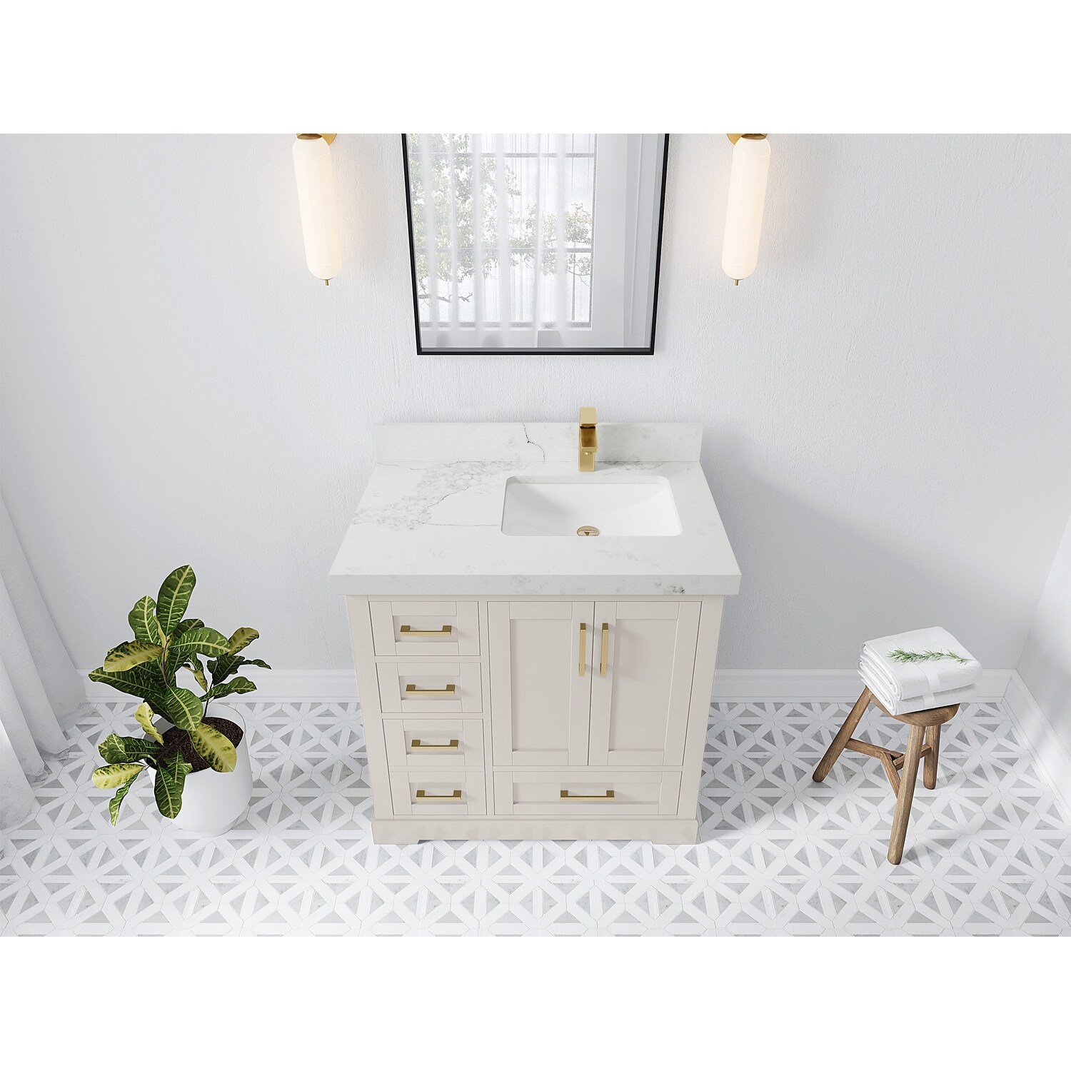 Willow Collections 36 in. W x 22 in. D boston Right Offset Sink Bathroom Vanity With Counter top