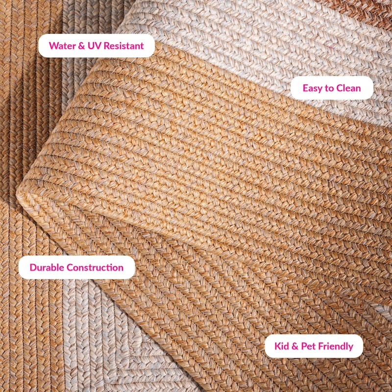 SAFAVIEH Handmade Braided Ecenur Indoor/Outdoor Machine Washable Rug - 2' x 3' - Brown/Light Brown