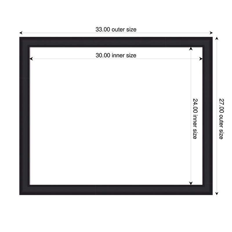 Oliver Narrow Framed Dry Erase Magnetic Board - 33 x 27 in - Oliver Black Narrow